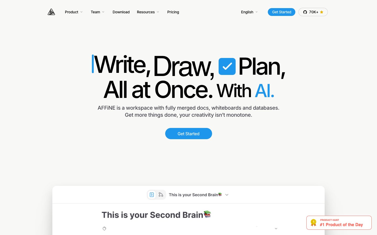 AFFiNE website screenshot