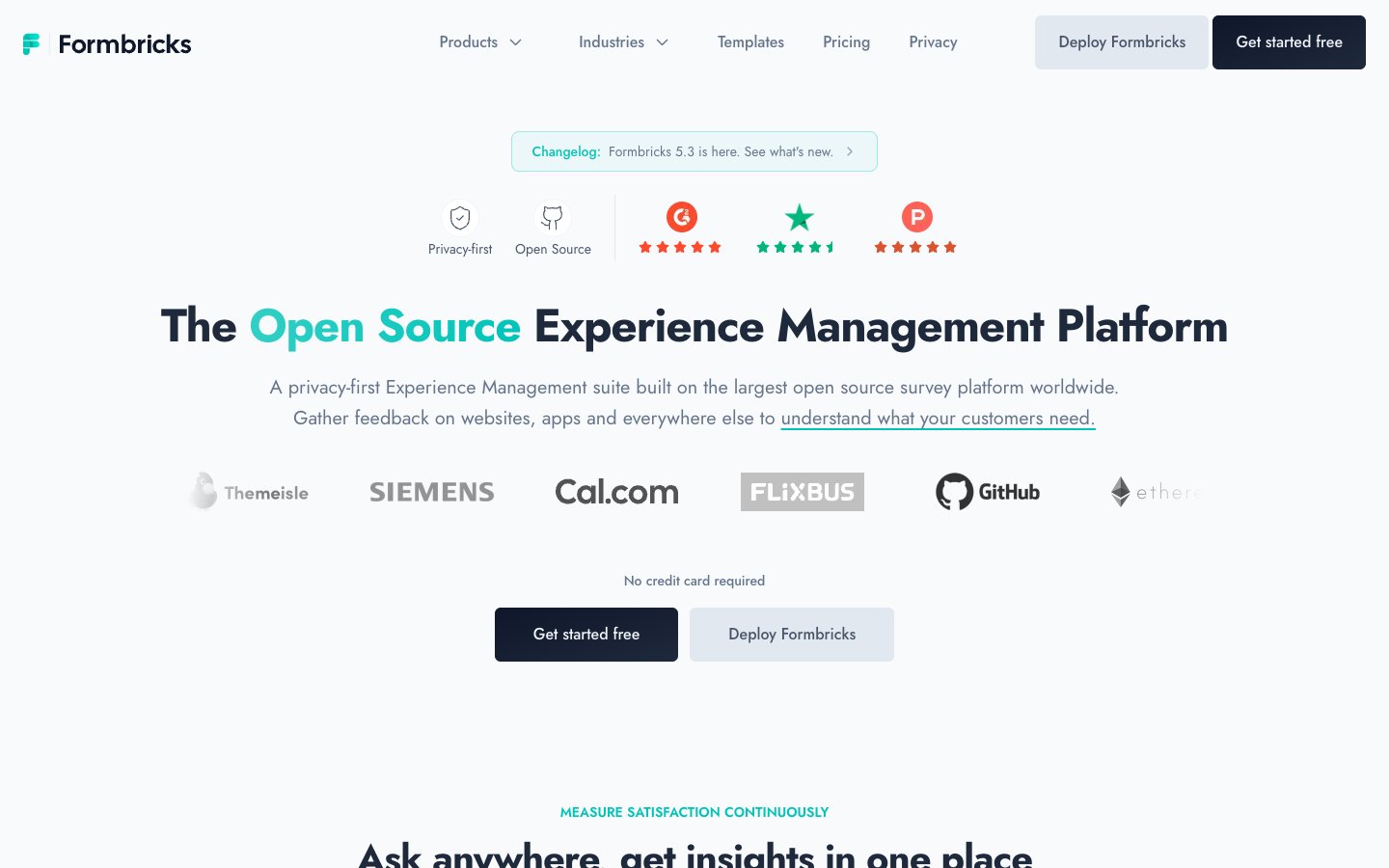 Formbricks website screenshot
