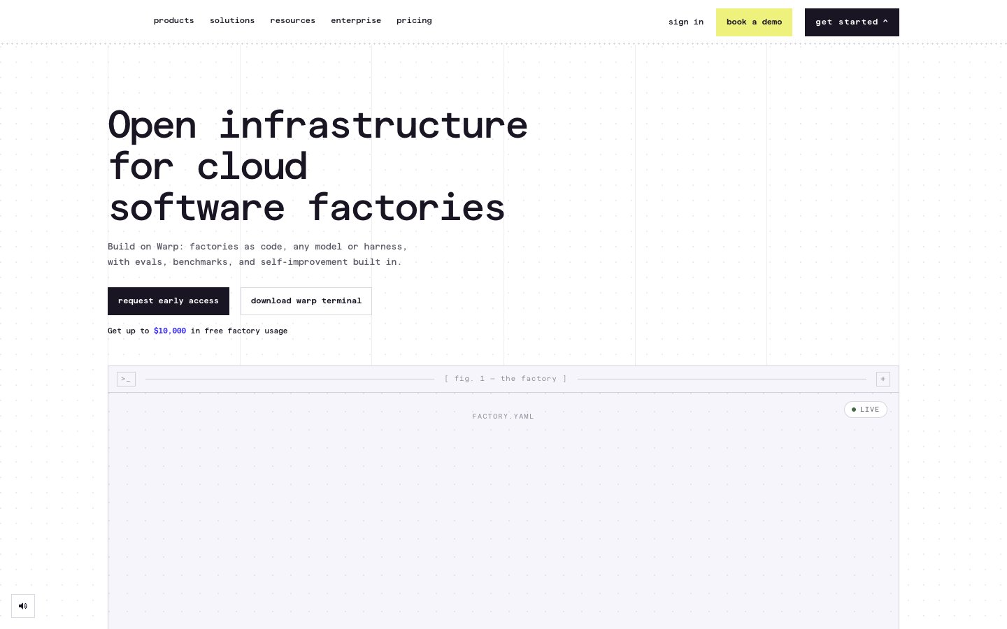 Warp website screenshot