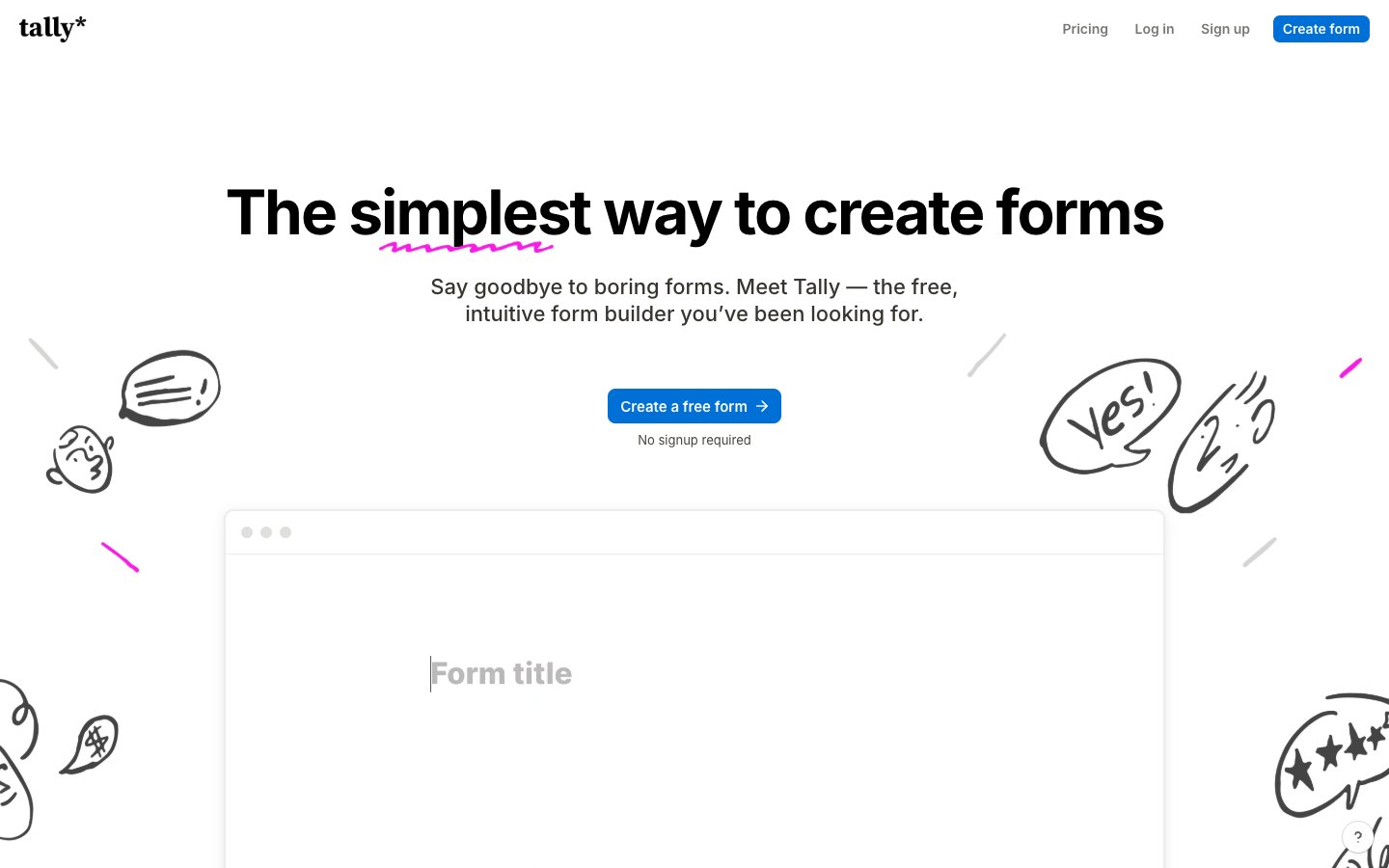 Tally website screenshot