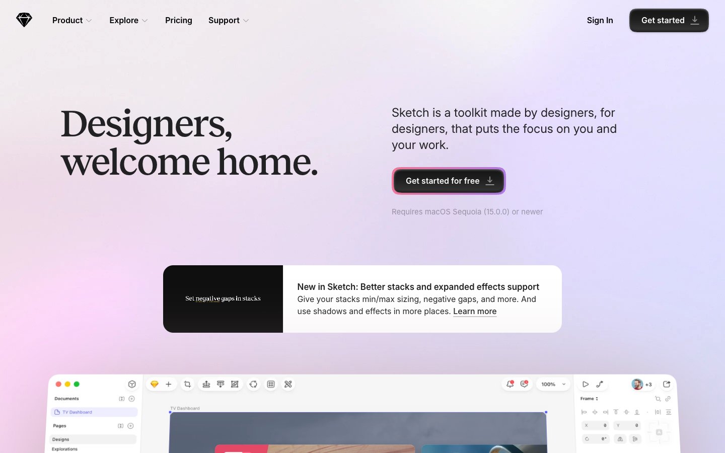 Sketch website screenshot
