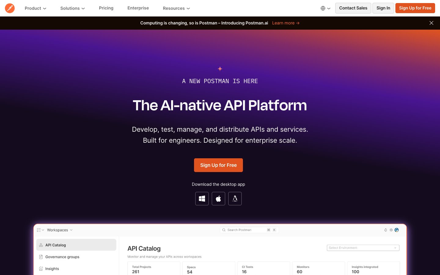 Postman website screenshot