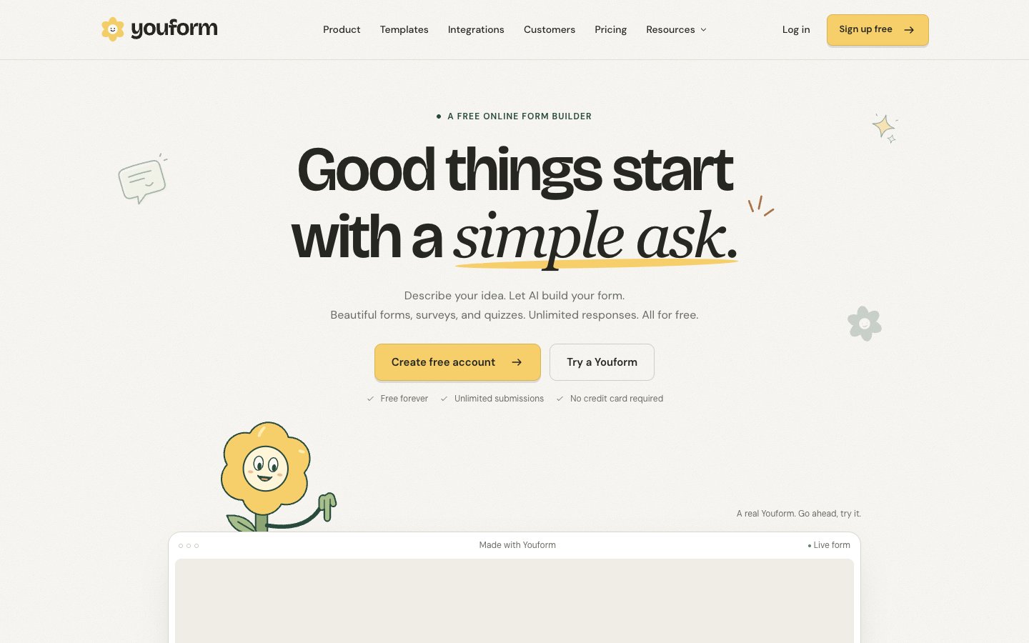 Youform website screenshot