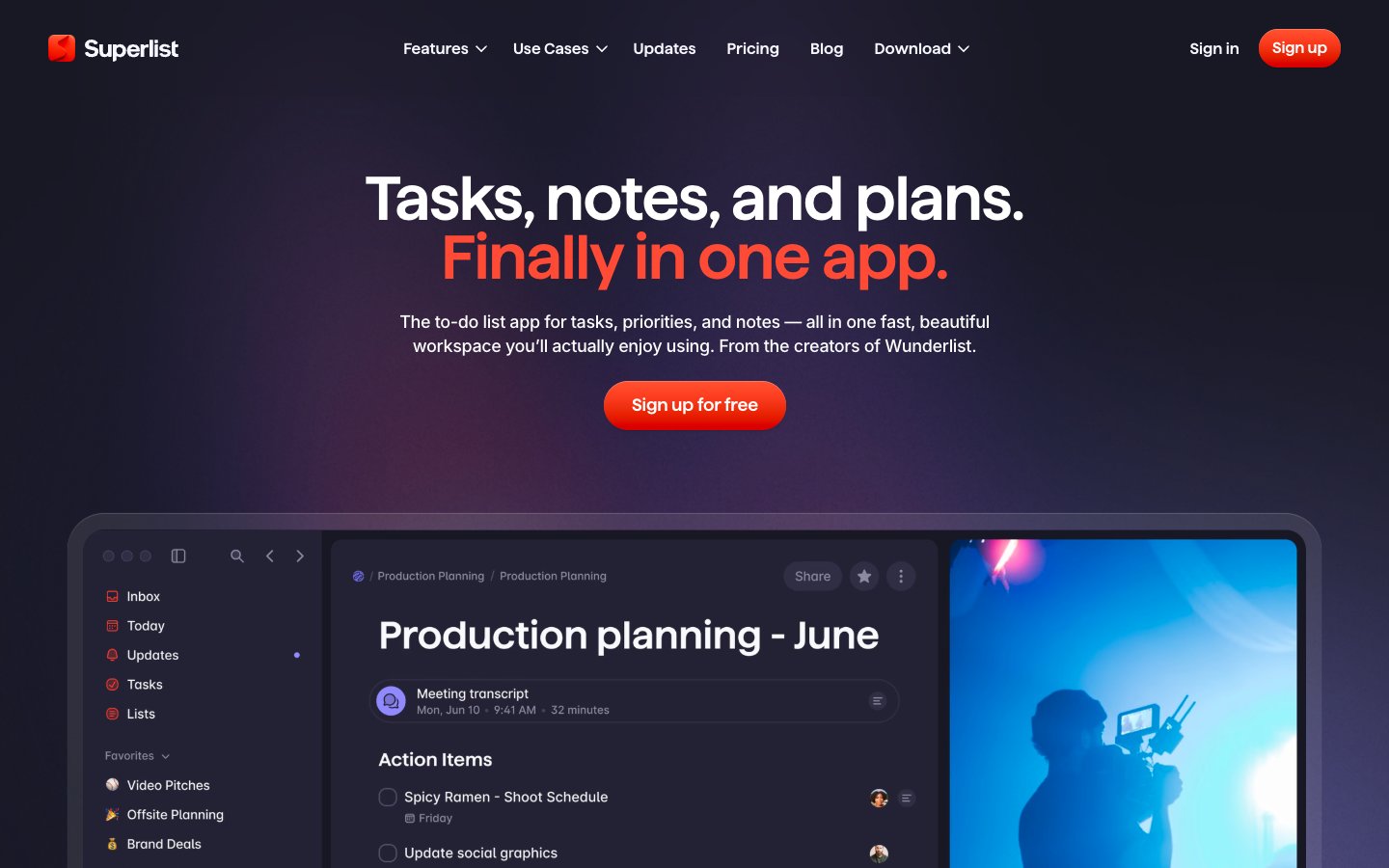 Superlist website screenshot
