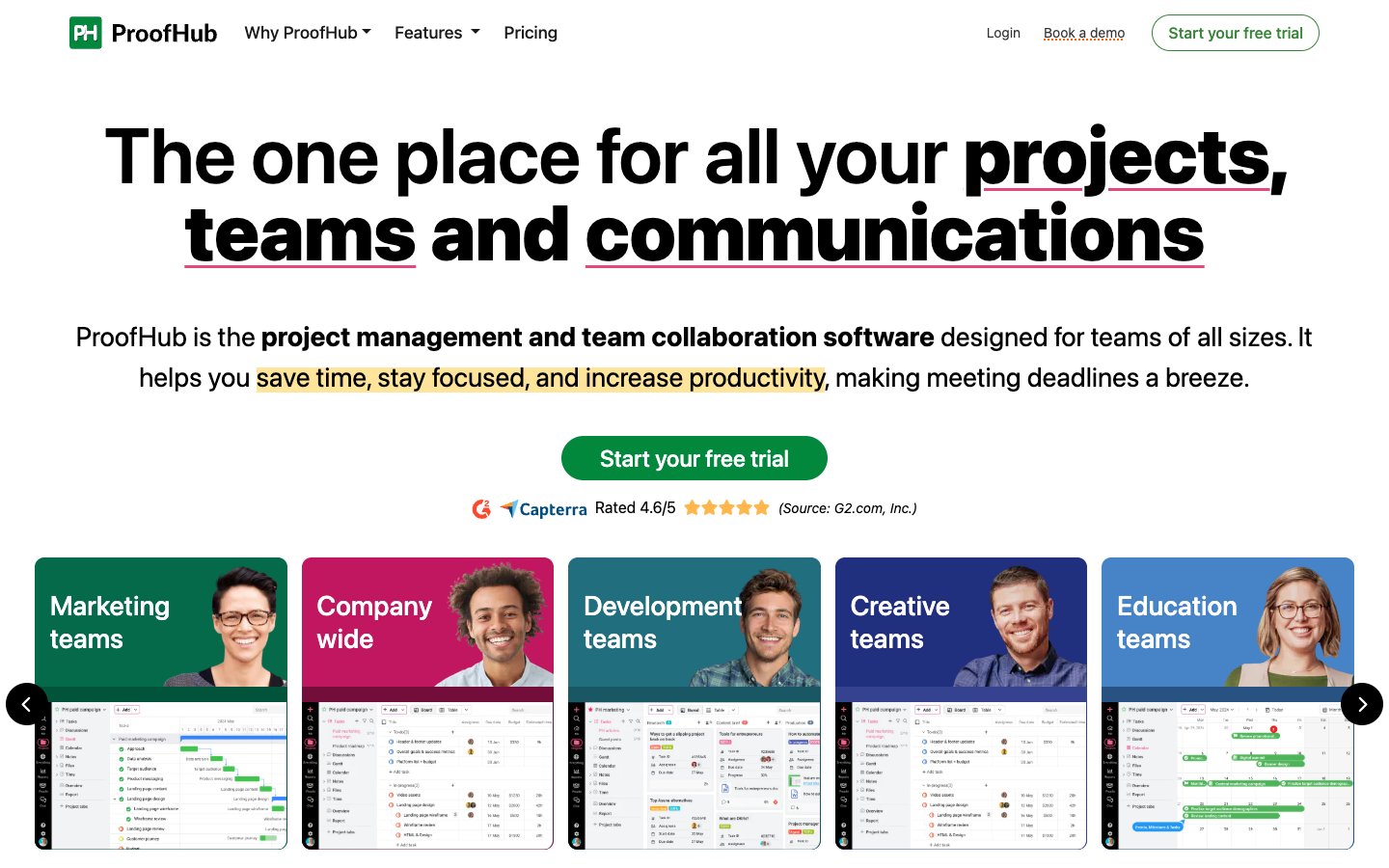 ProofHub website screenshot