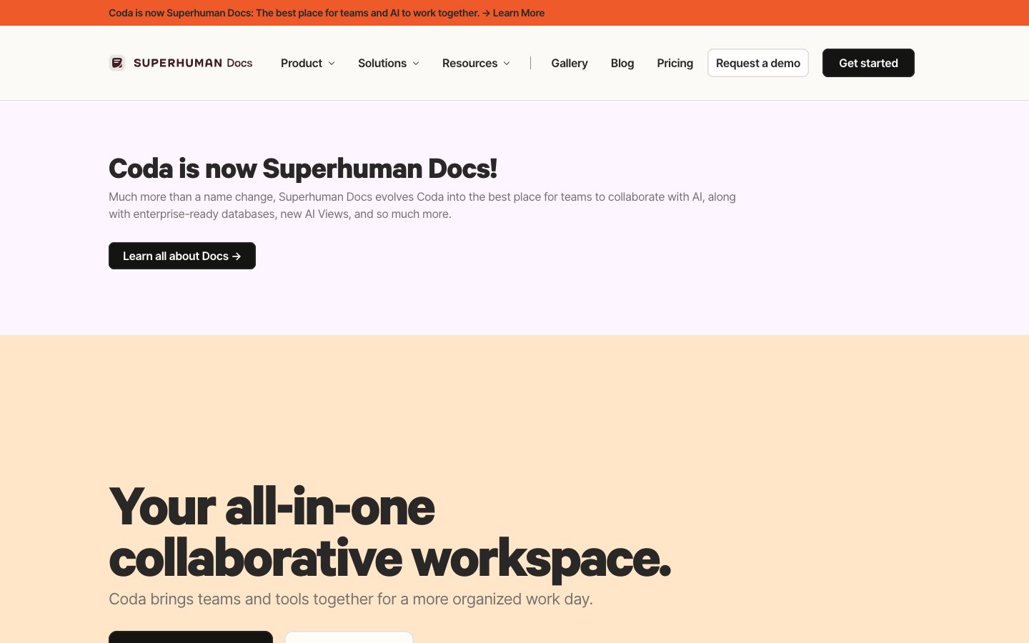Coda website screenshot