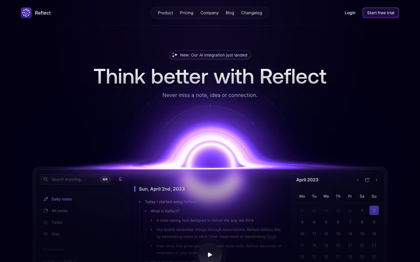 Reflect website screenshot