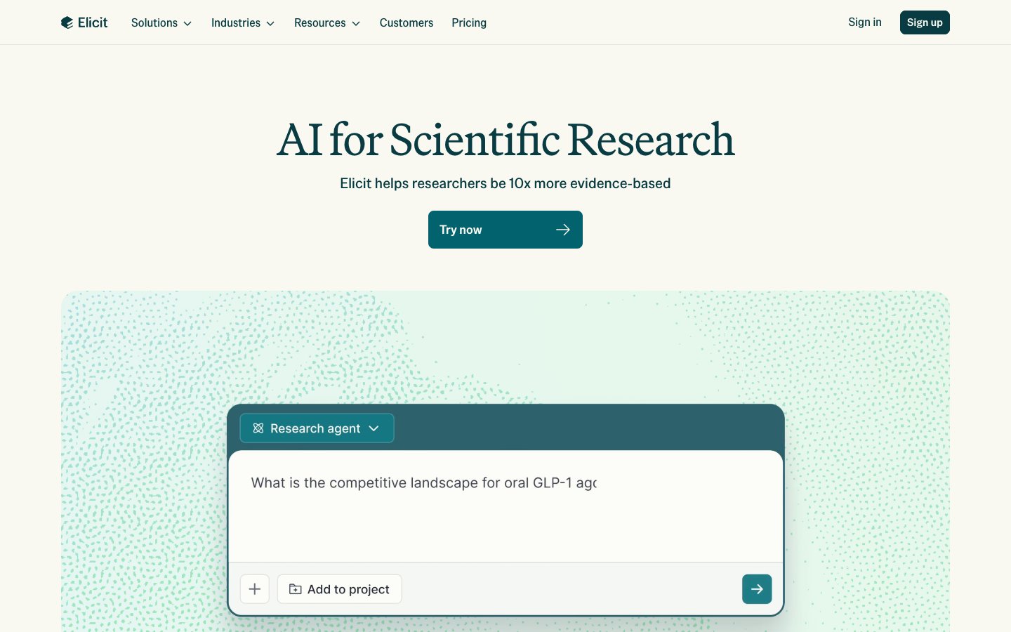 Elicit website screenshot
