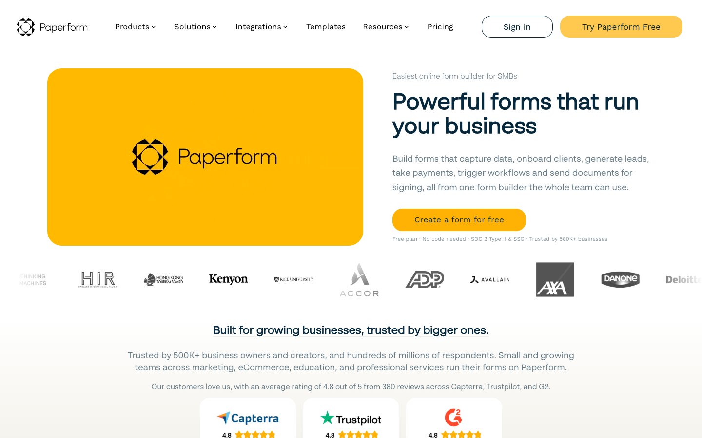 Paperform website screenshot