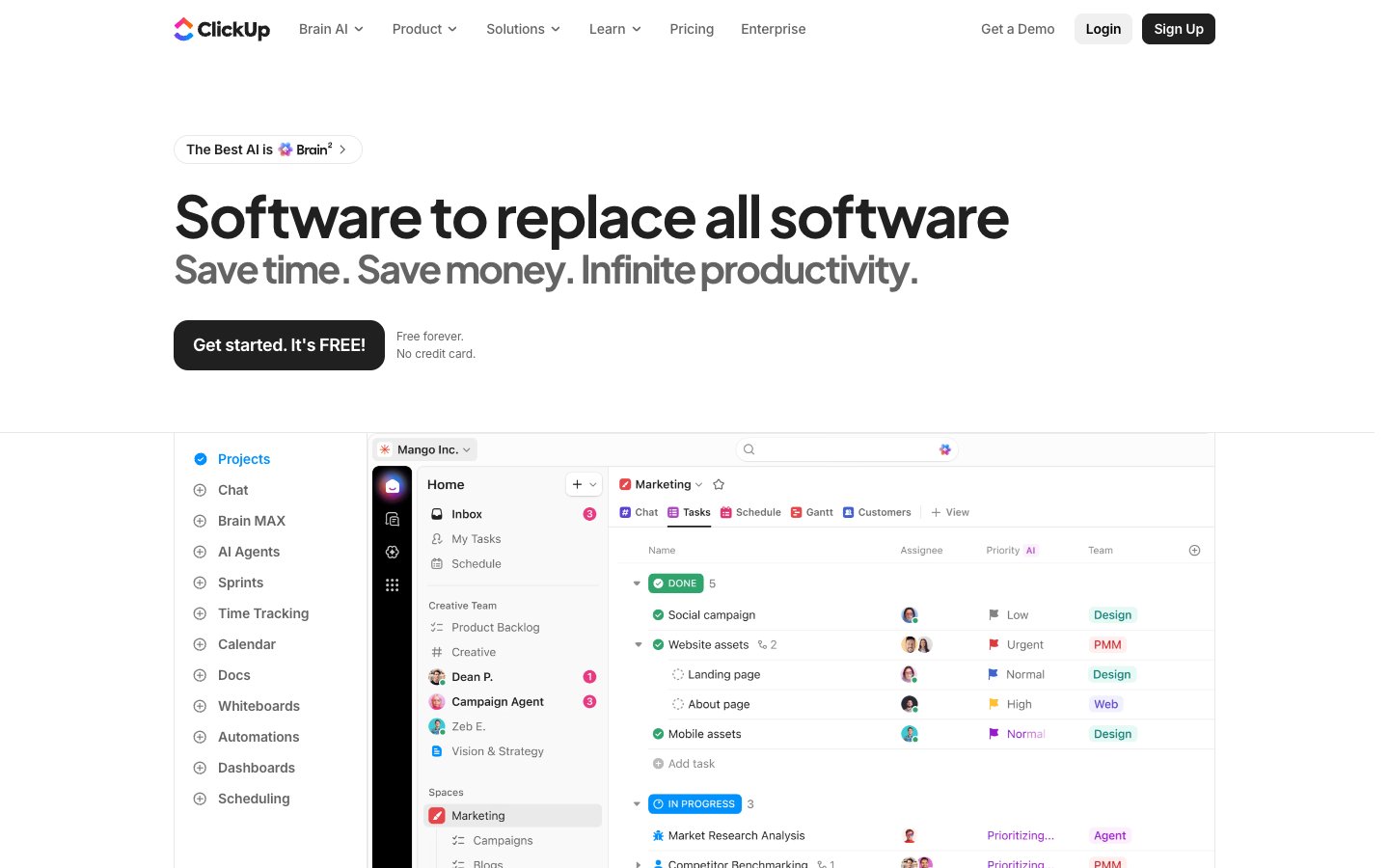 ClickUp website screenshot