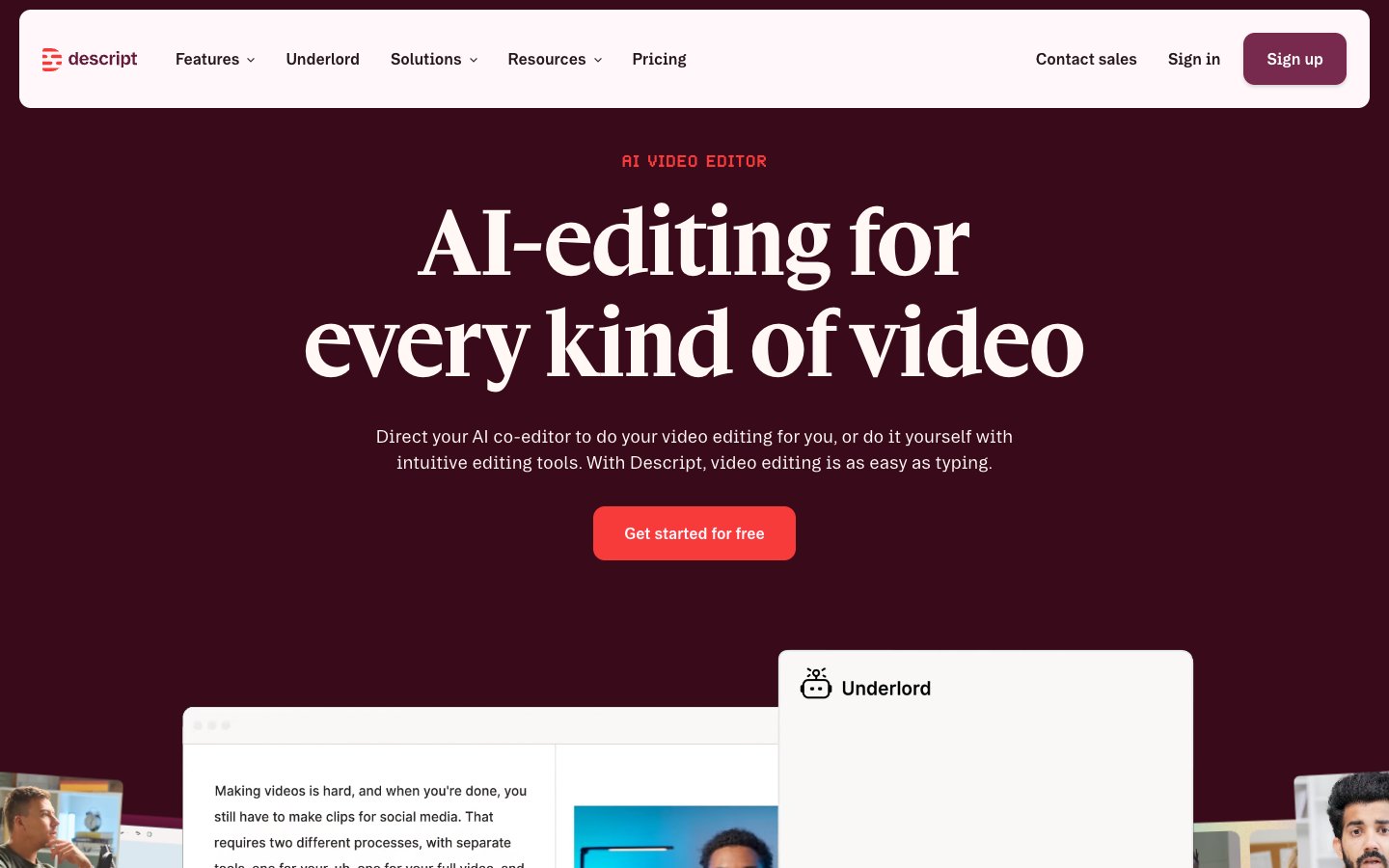 Descript website screenshot