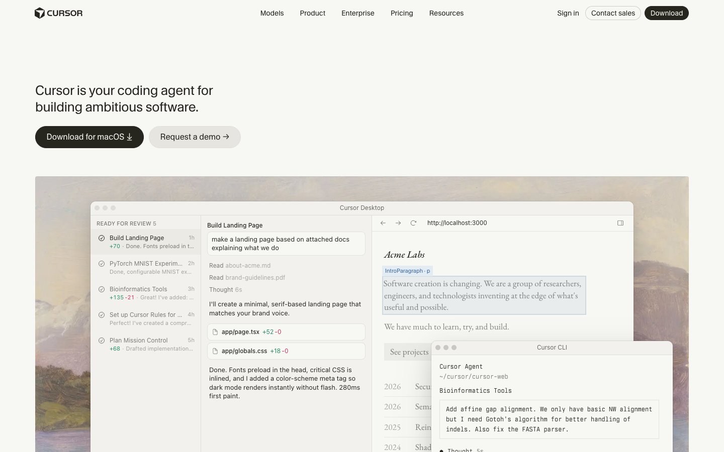 Cursor website screenshot
