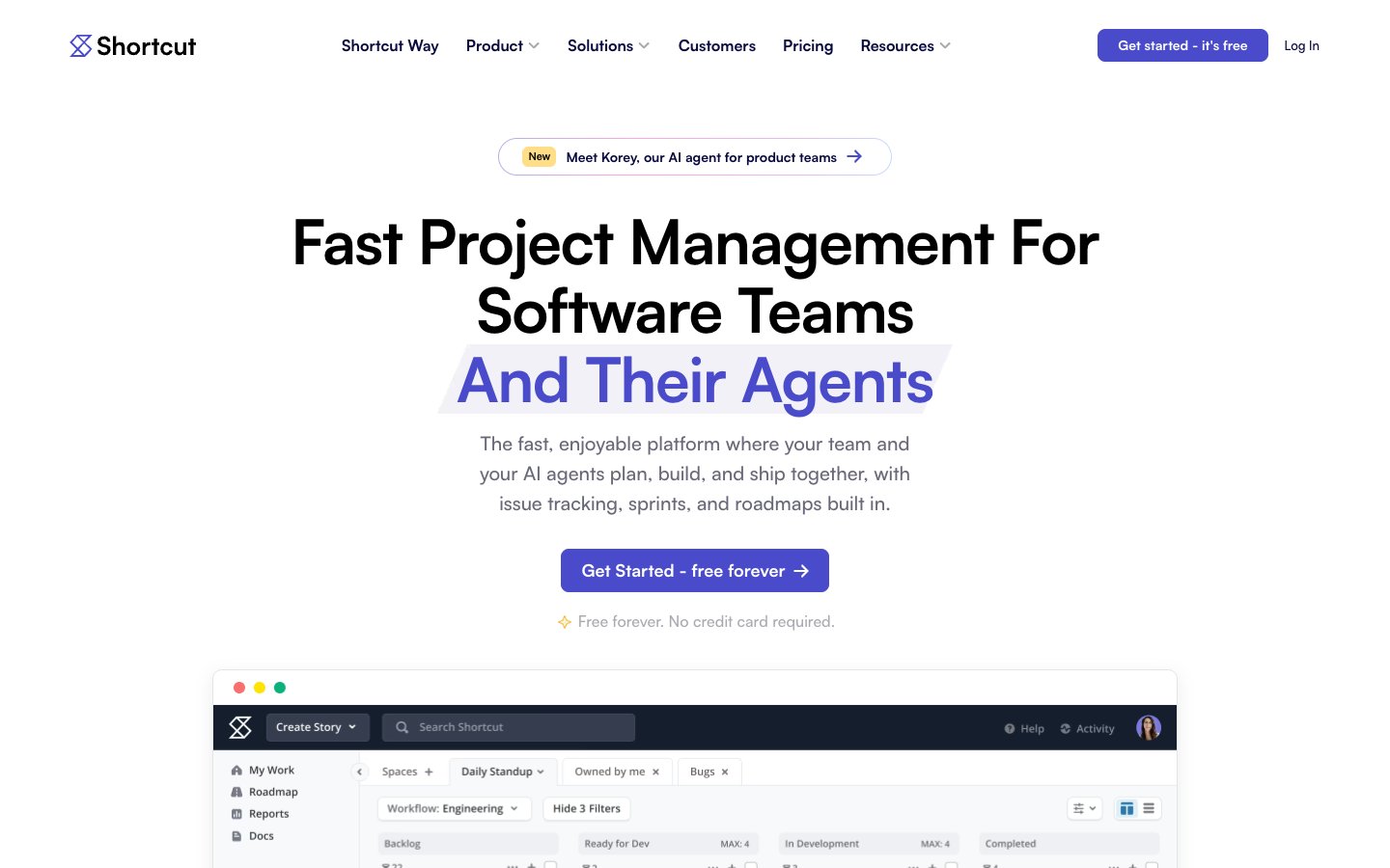 Shortcut website screenshot