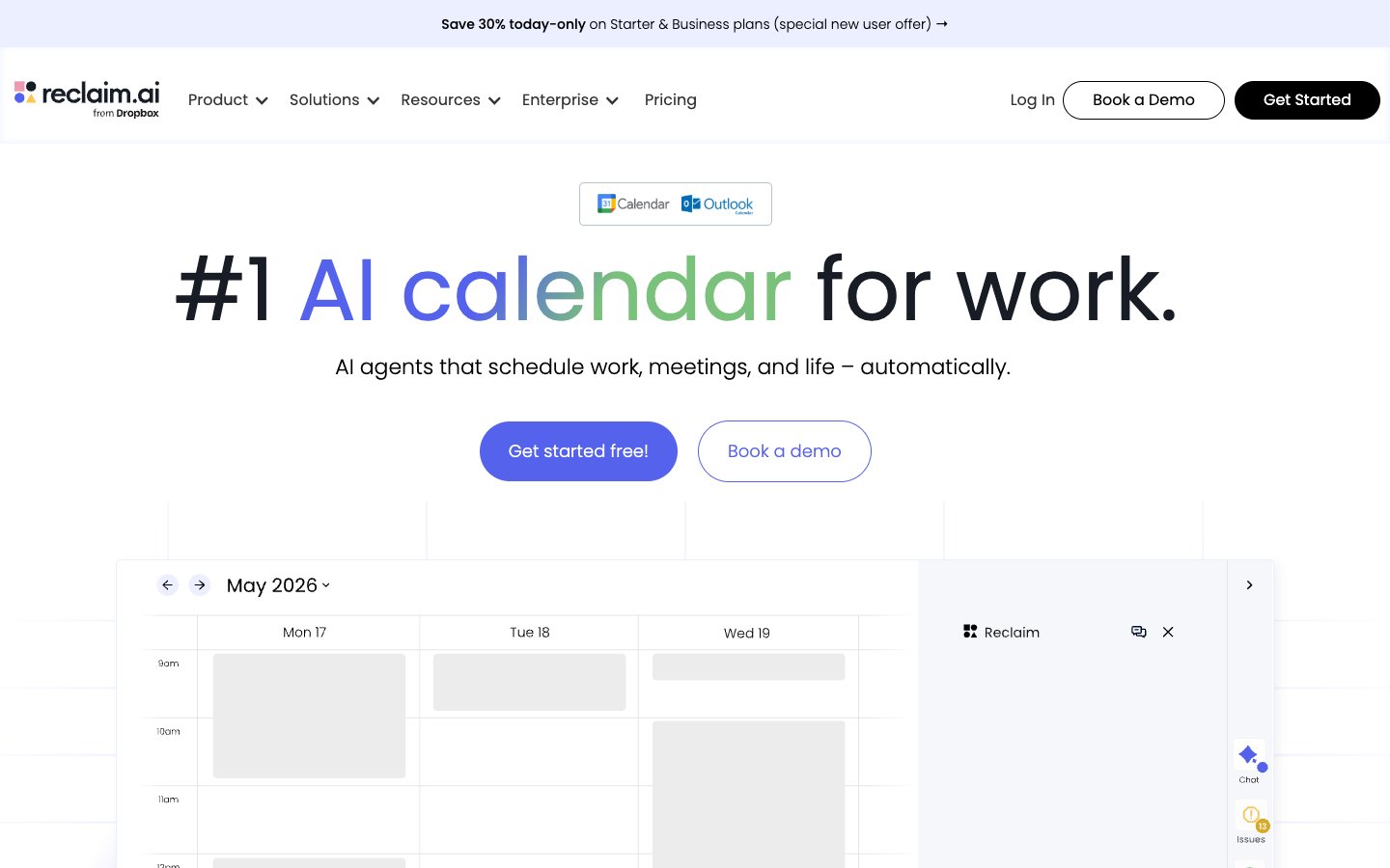 Reclaim website screenshot
