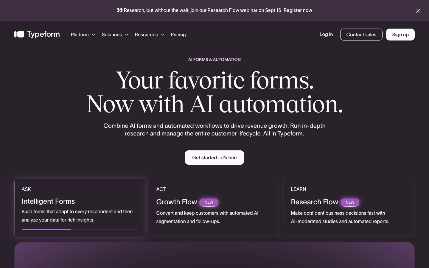 Typeform website screenshot
