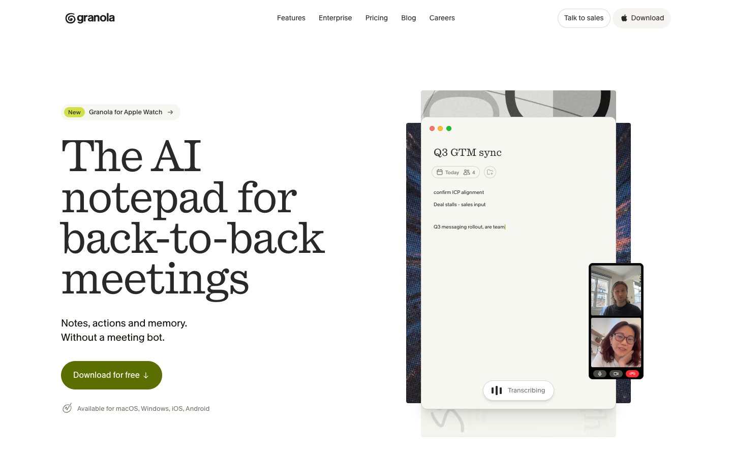 Granola website screenshot