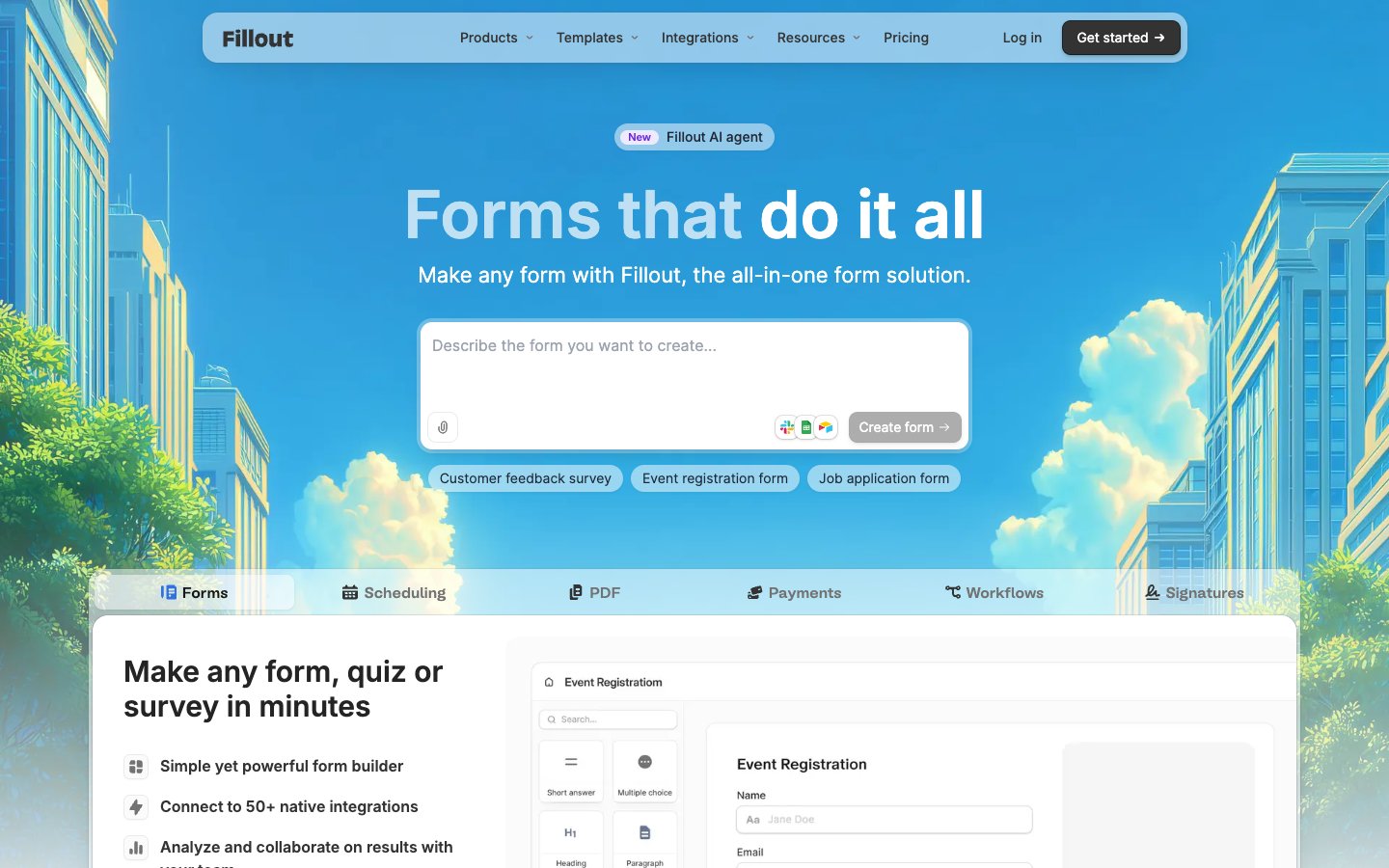 Fillout website screenshot