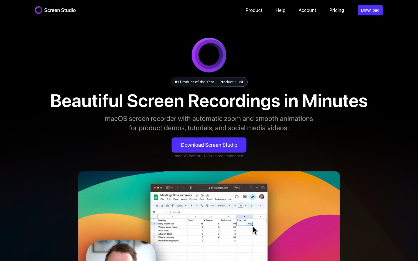 Screen Studio website screenshot