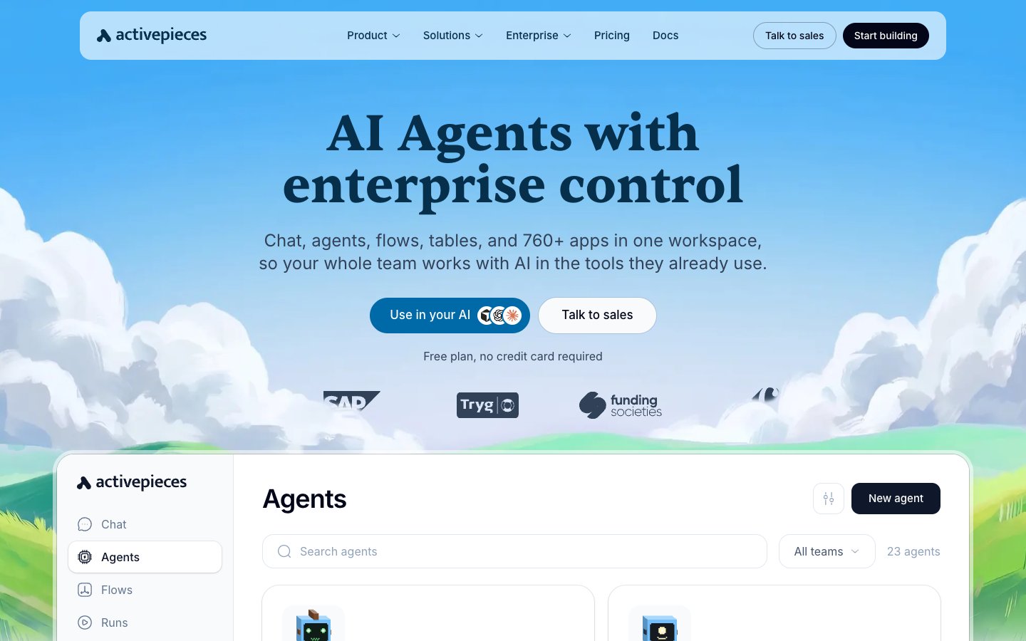 Activepieces website screenshot