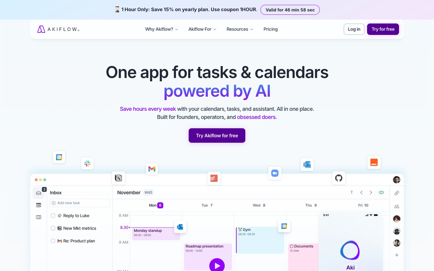 Akiflow website screenshot