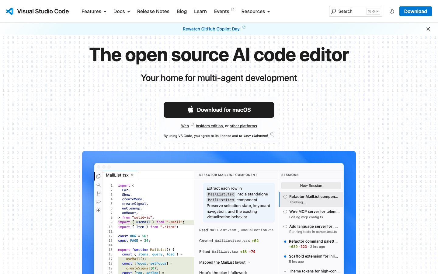 Visual Studio Code website screenshot