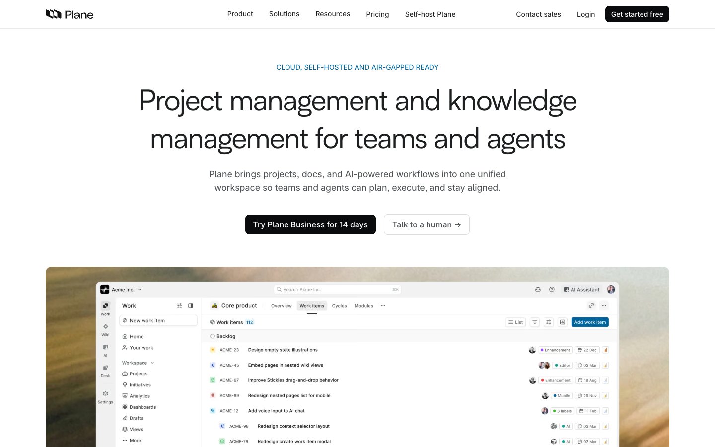 Plane website screenshot