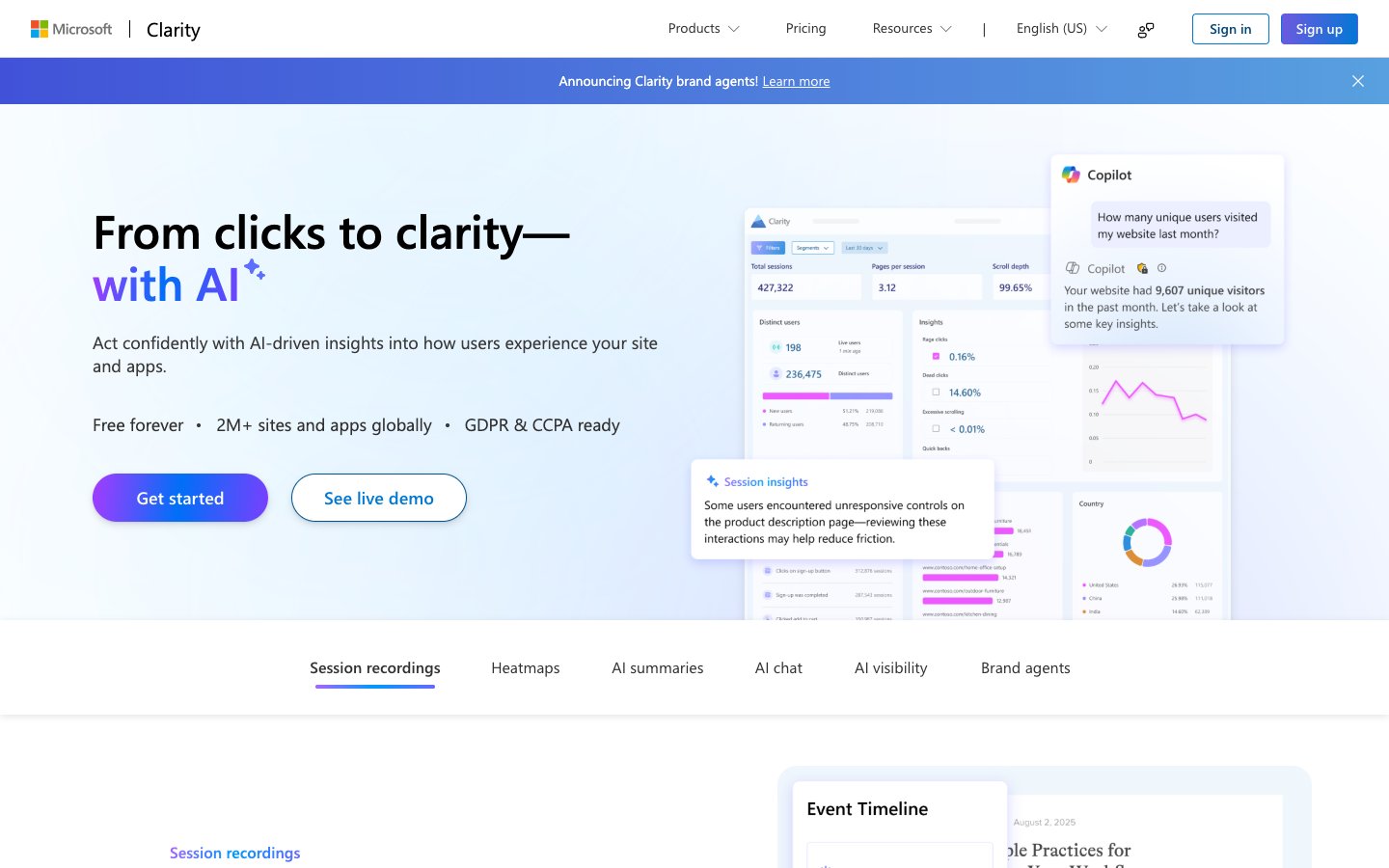 Clarity website screenshot