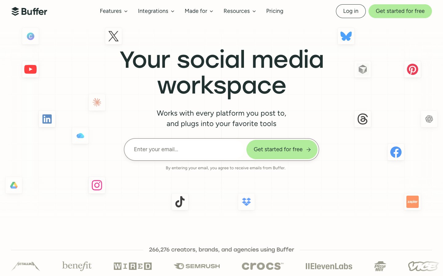 Buffer website screenshot