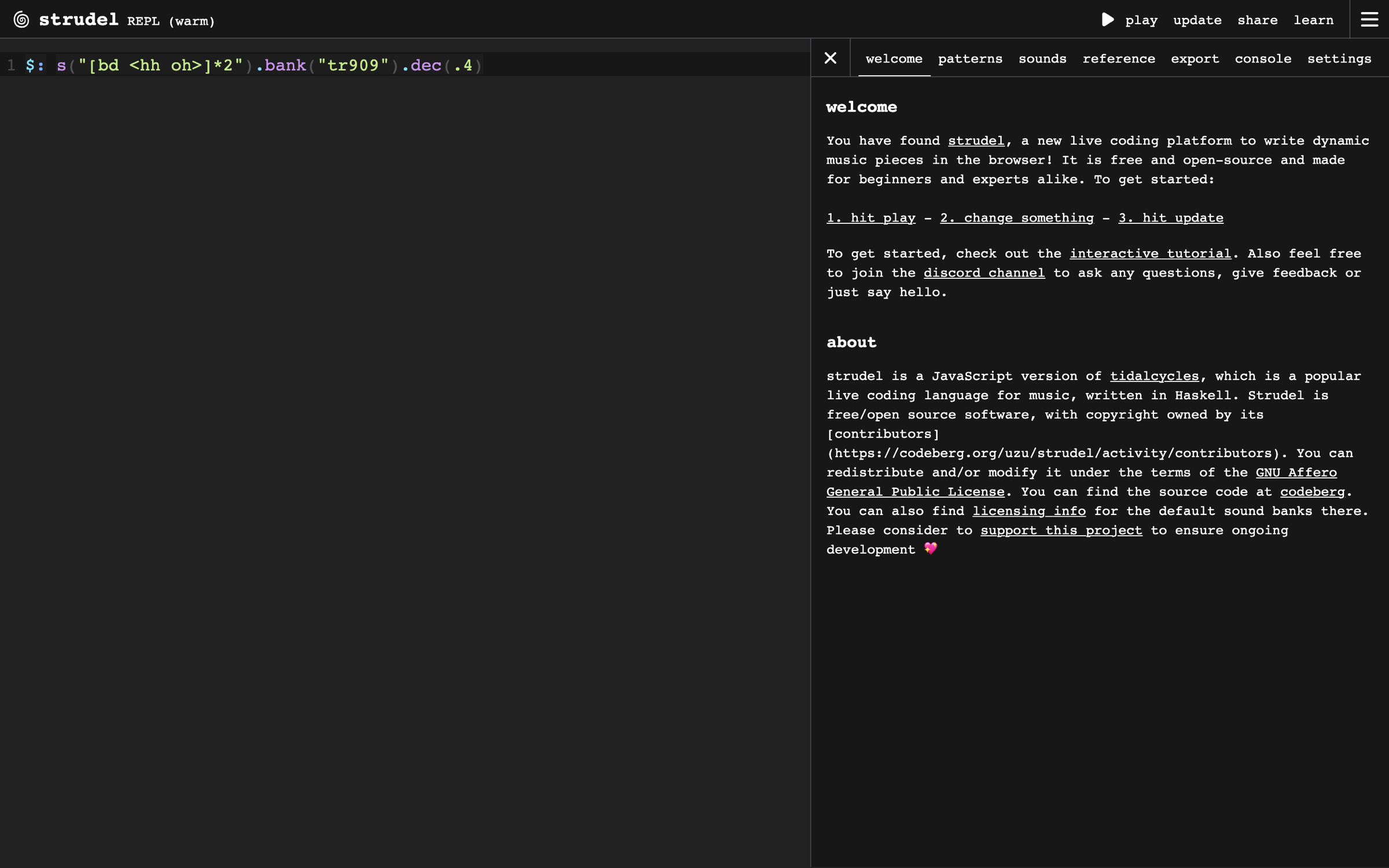 Strudel website screenshot
