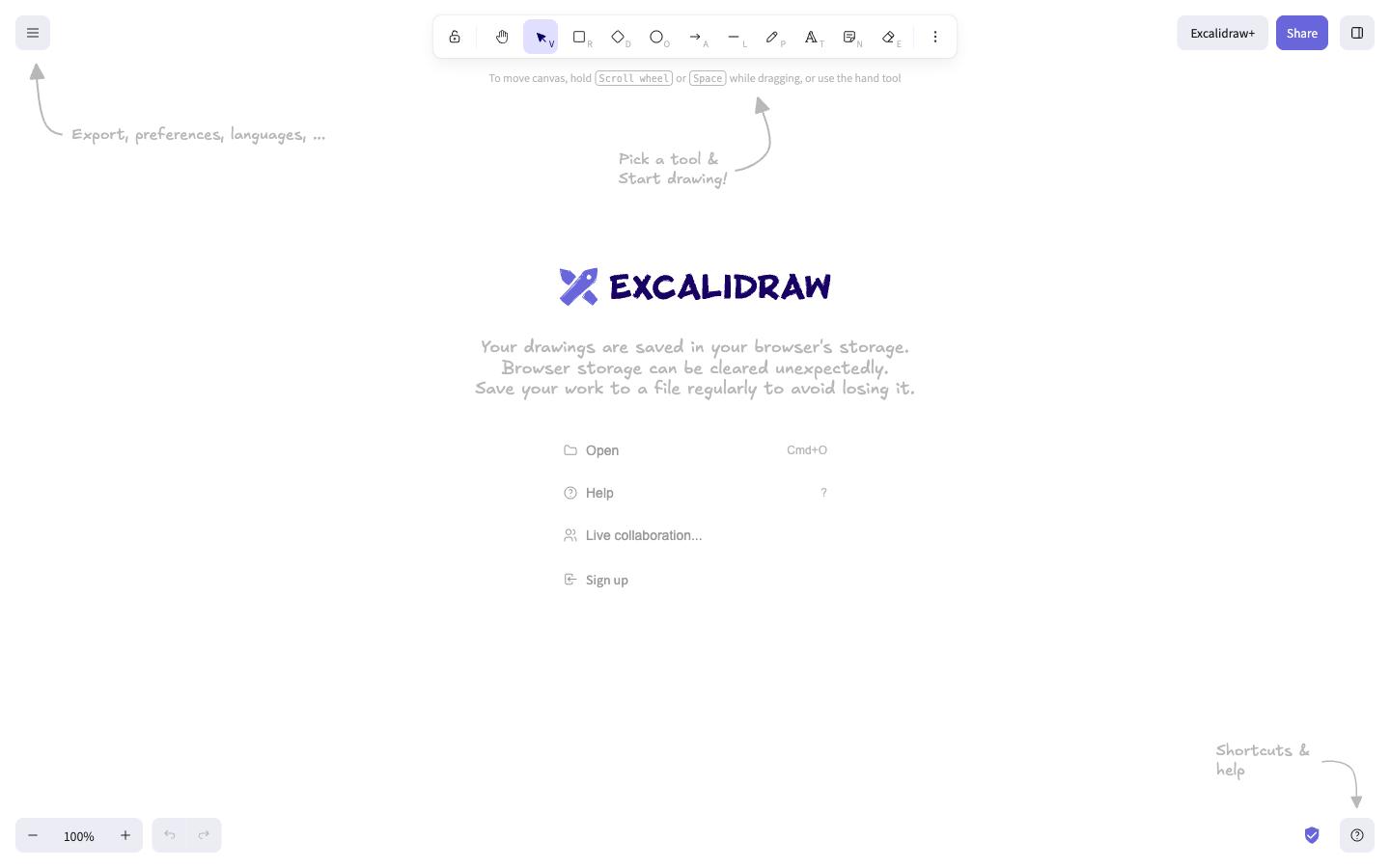 Excalidraw website screenshot
